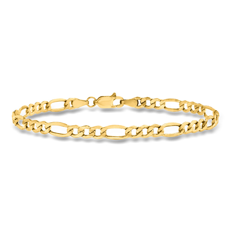 14kt yellow gold Figaro-link bracelet with polished interlocking links