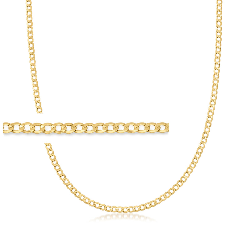 14kt yellow gold curb-link necklace with solid curb chain