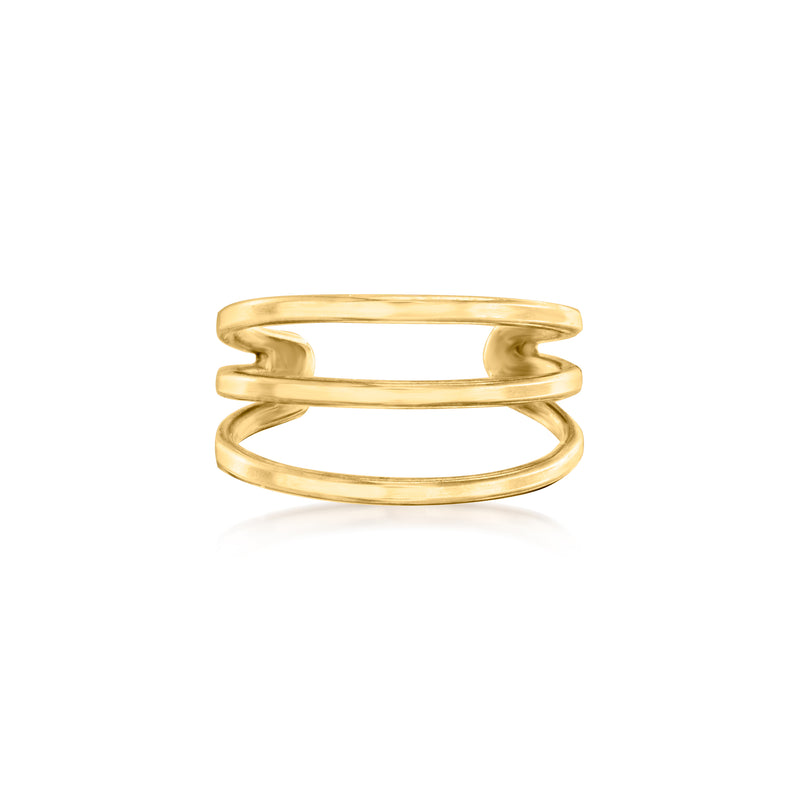 10kt yellow gold three-row ear cuff, open spiral design