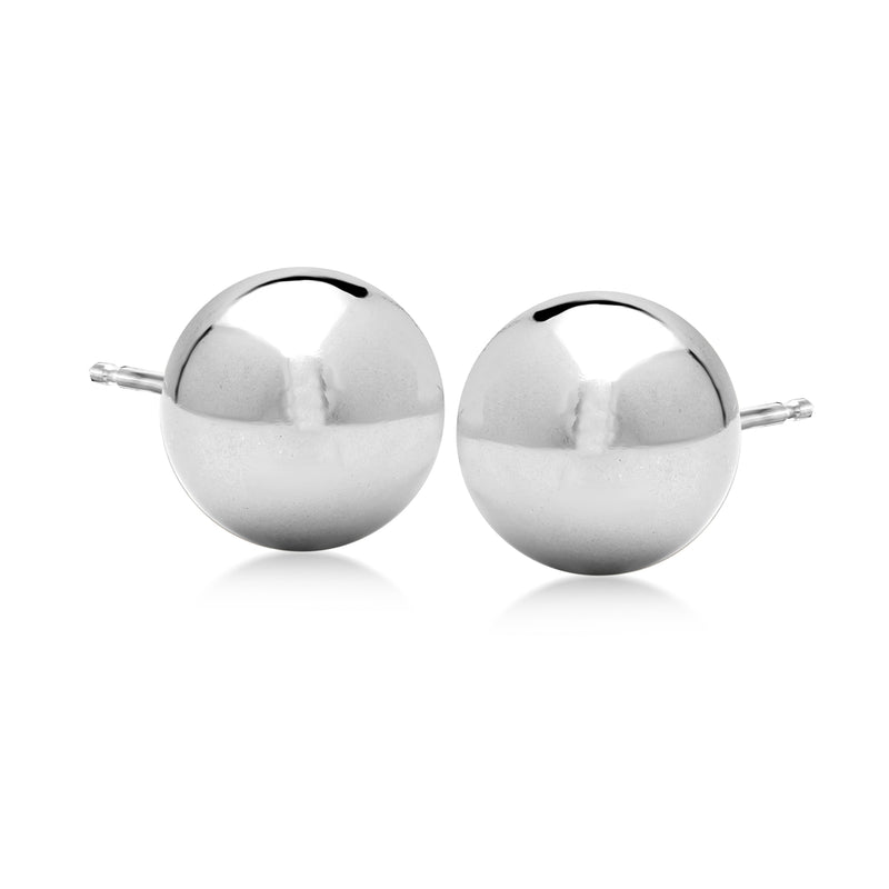 Sterling silver dome stud earrings with round polished ball fronts and post backs
