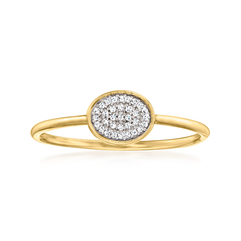 10kt yellow gold oval pavé diamond ring