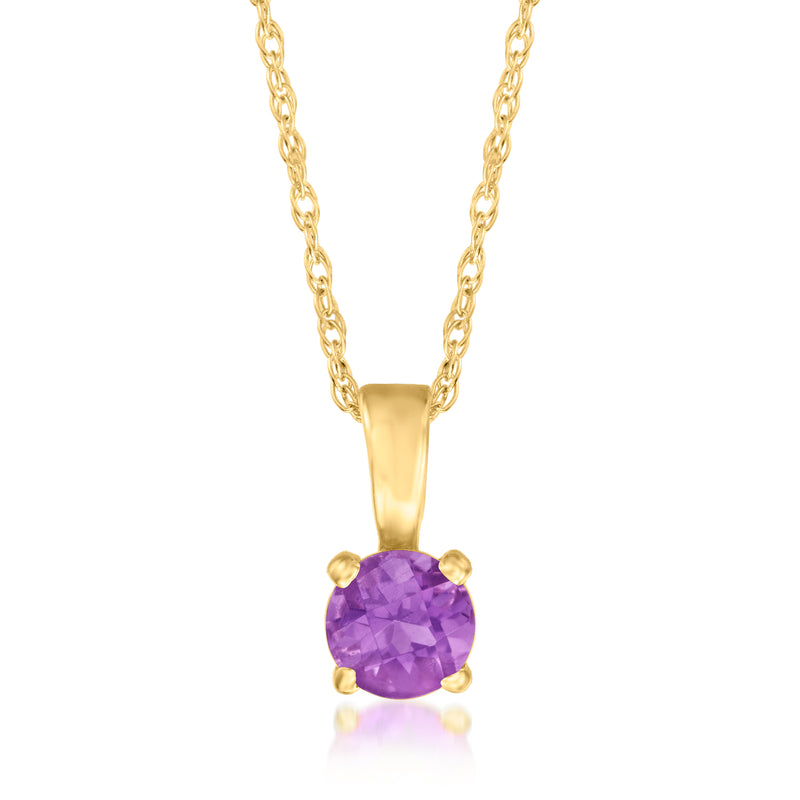 14kt yellow gold pendant necklace with faceted amethyst oval gemstone