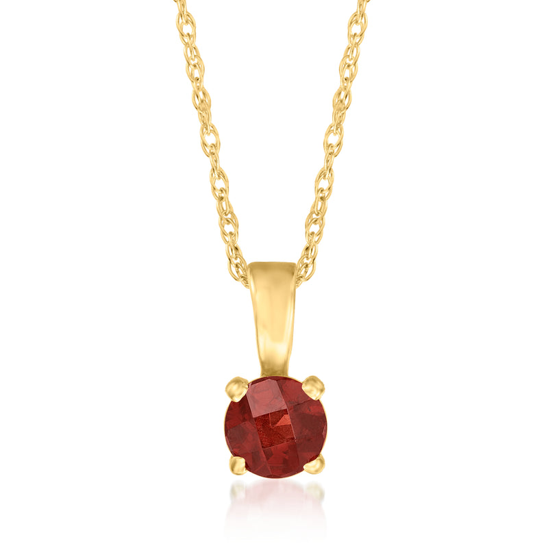 14kt yellow gold pendant necklace with oval red garnet and link chain