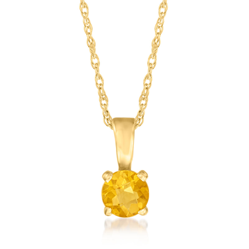 14kt yellow gold pendant necklace with round citrine gemstone