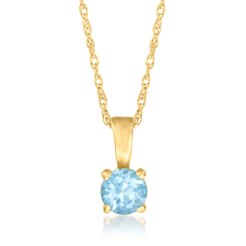 14kt yellow gold pendant necklace with oval Swiss blue topaz gemstone