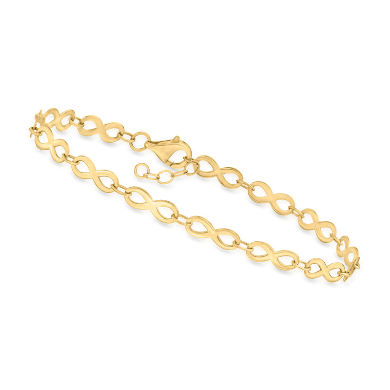 10k yellow gold infinity-link chain bracelet with lobster clasp