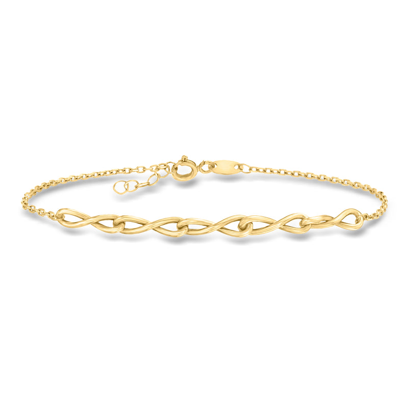 10kt yellow gold twisted infinity-link bracelet with lobster clasp and twisted links