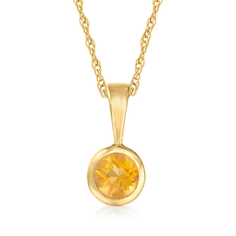 14kt yellow gold pendant necklace with round citrine gemstone