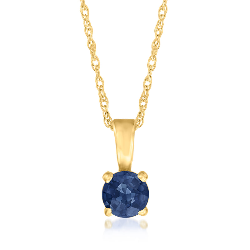 14kt yellow gold sapphire pendant necklace with oval blue sapphire on chain