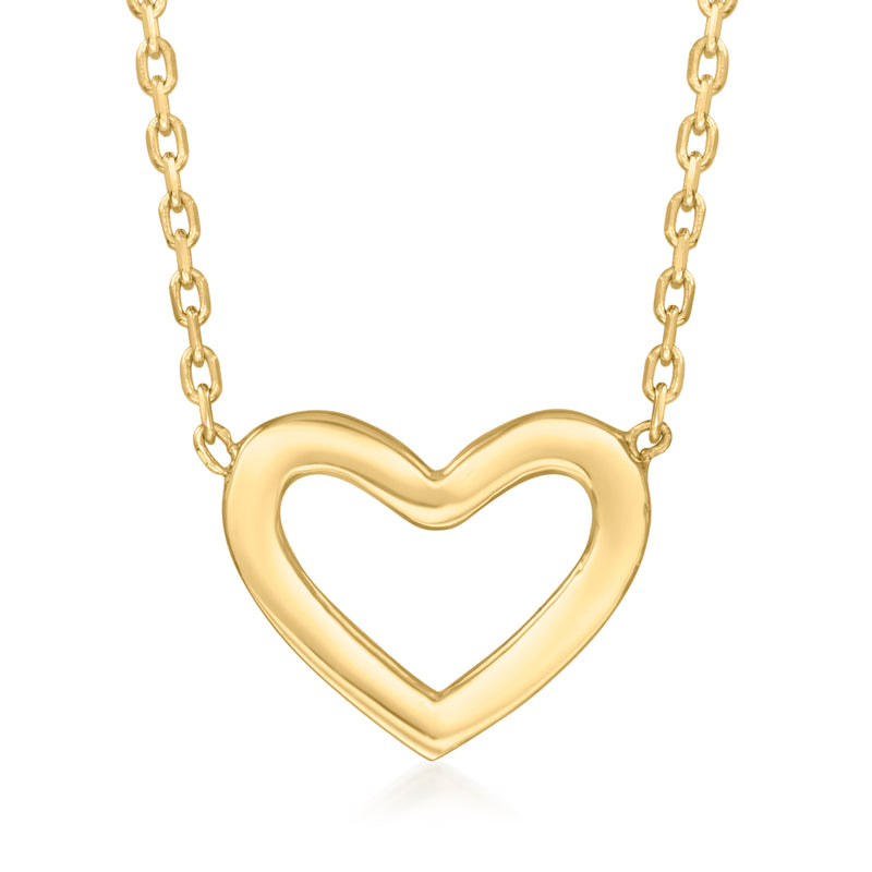 10kt yellow gold heart pendant necklace with linked chain
