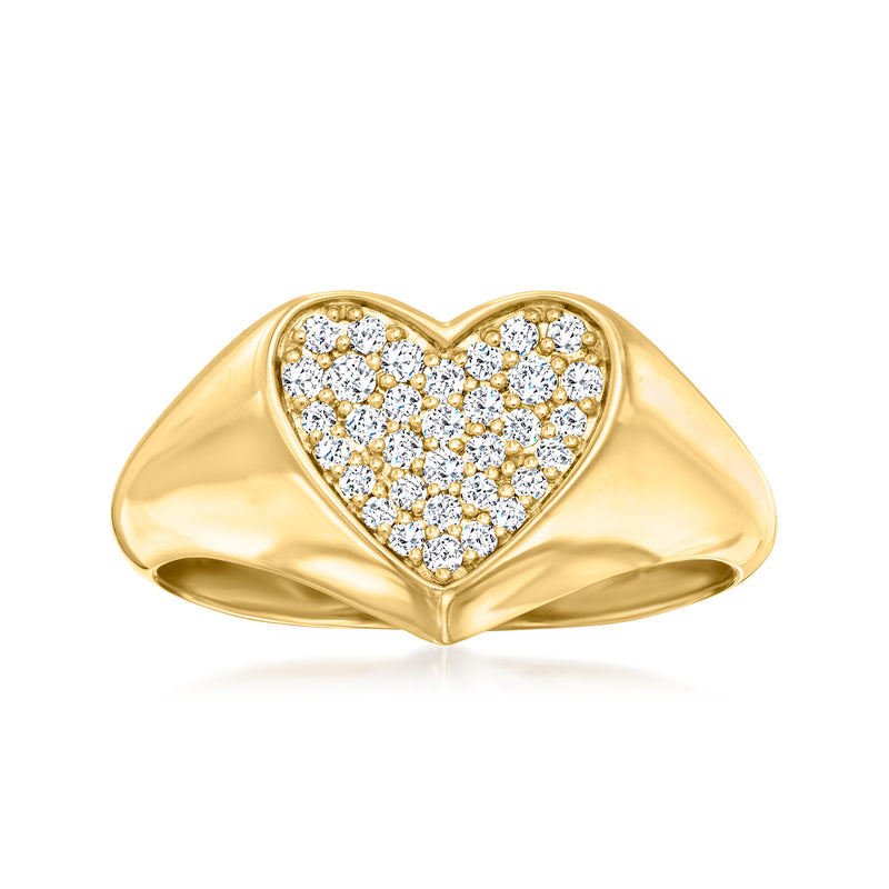 14kt yellow gold pave diamond heart cluster ring