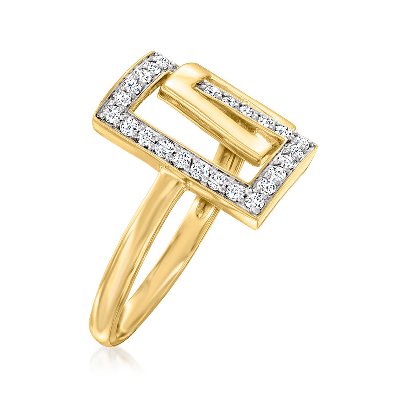 0.25 ct diamond interlocking rectangle ring in 14kt yellow gold