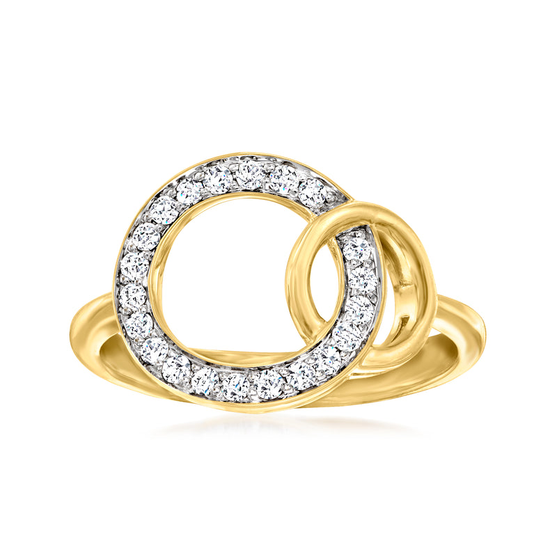 Diamond interlocking circle ring in 14kt yellow gold