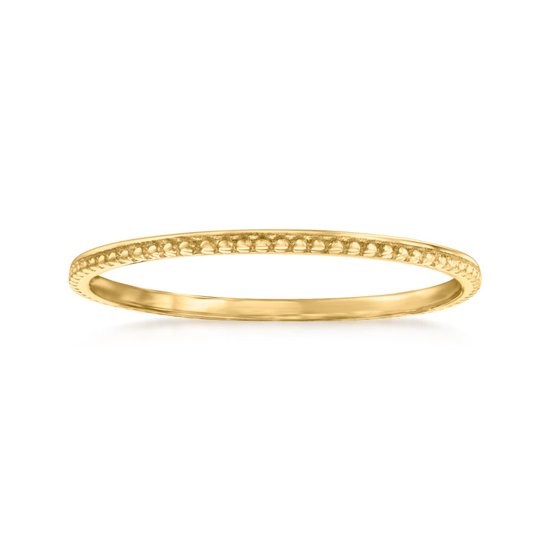 14kt yellow gold milgrain band ring with raised dotted edge