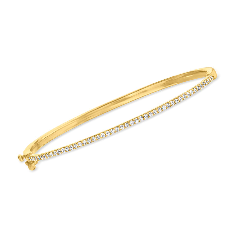 18kt gold over sterling diamond bangle bracelet with pave stones
