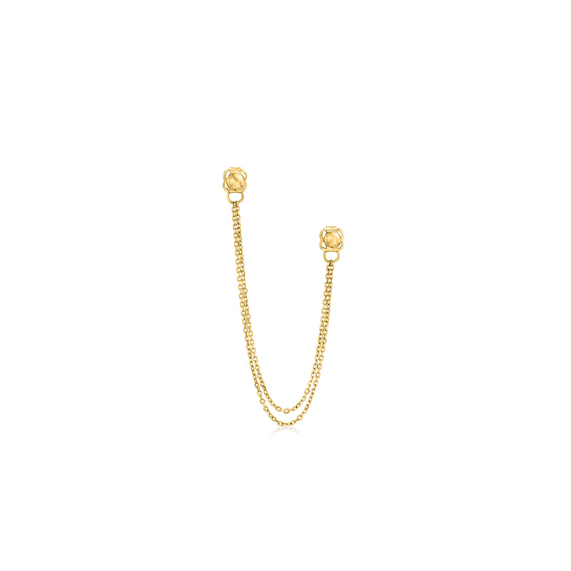 14kt yellow gold chain single earring with double posts