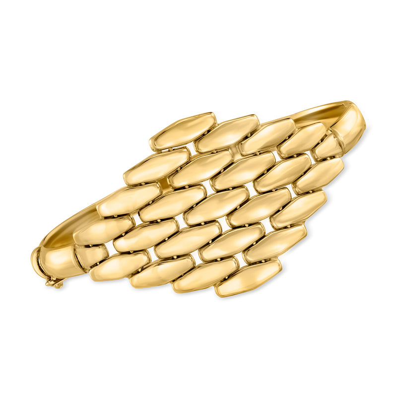 14kt yellow gold panther-link bangle bracelet with polished interlocking links