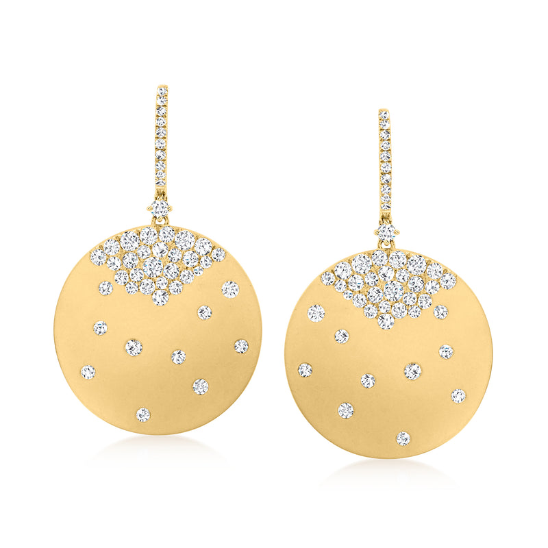 Diamond gradient disc drop earrings in yellow gold