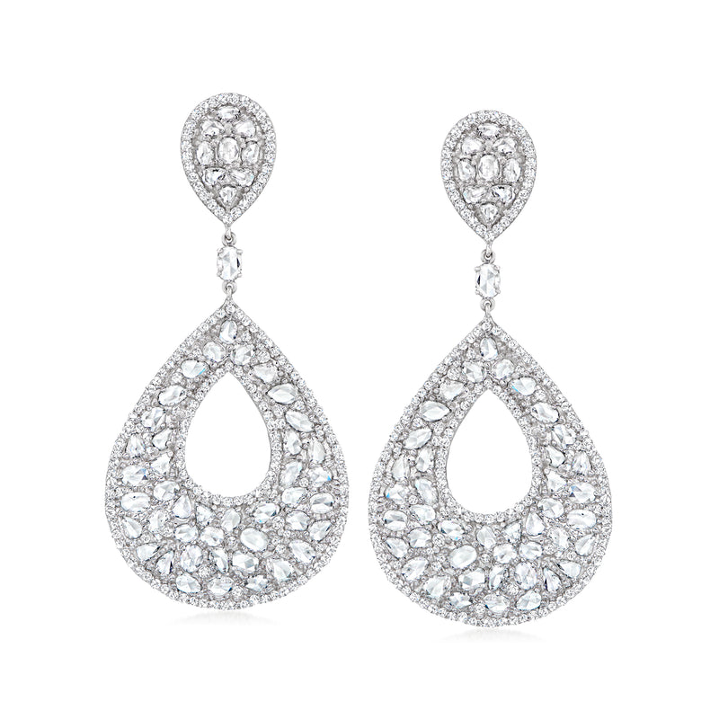 Pear-shaped diamond drop earrings in 18kt white gold