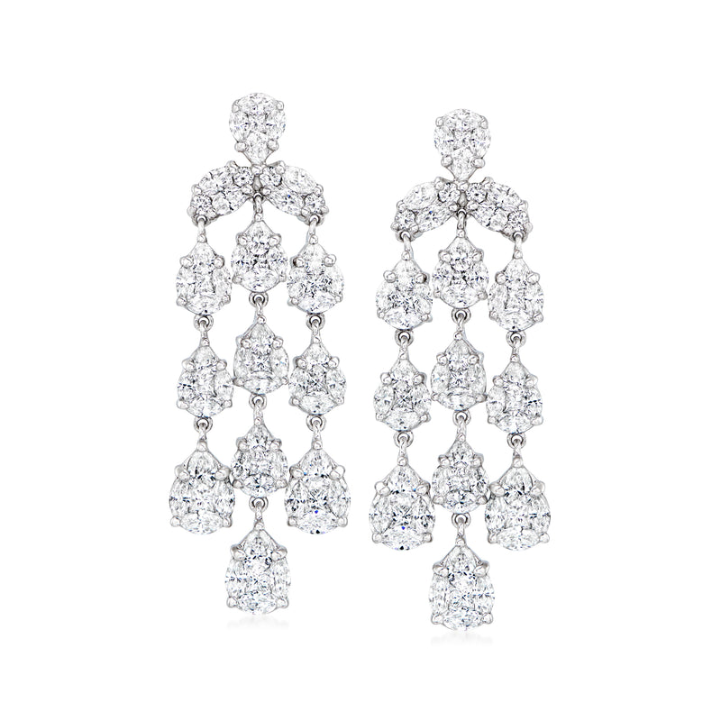 Diamond cluster chandelier drop earrings in white gold