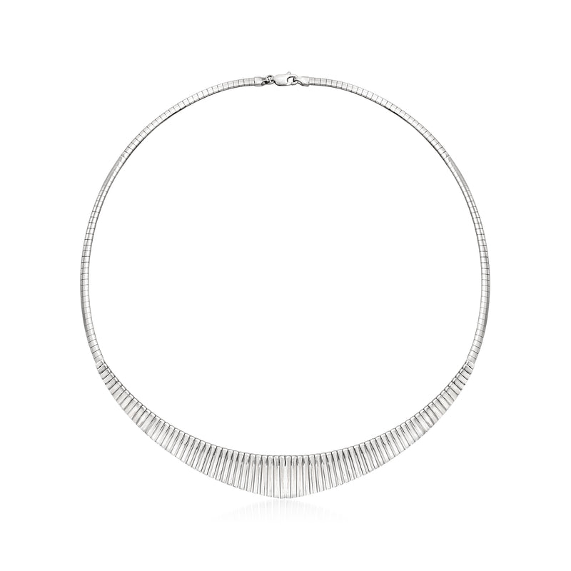 Italian sterling silver graduated Cleopatra-style necklace with fan-like fringe collar
