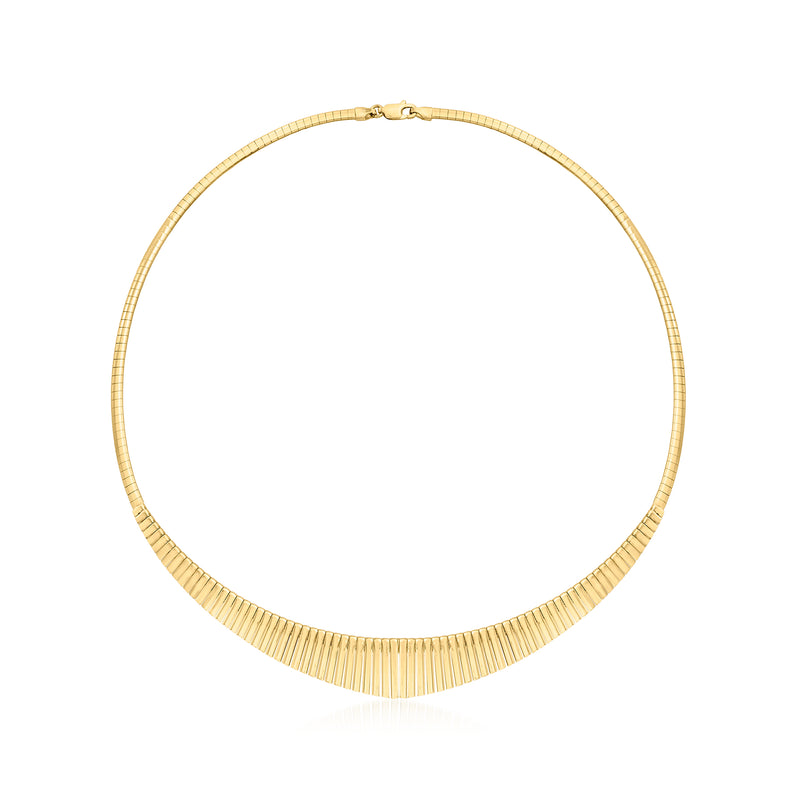 Graduated Cleopatra necklace in 18kt gold over sterling, ridged collar chain