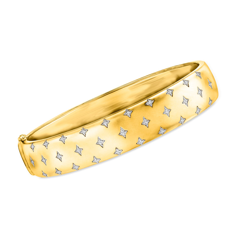 Diamond star bangle bracelet in 18kt gold over sterling