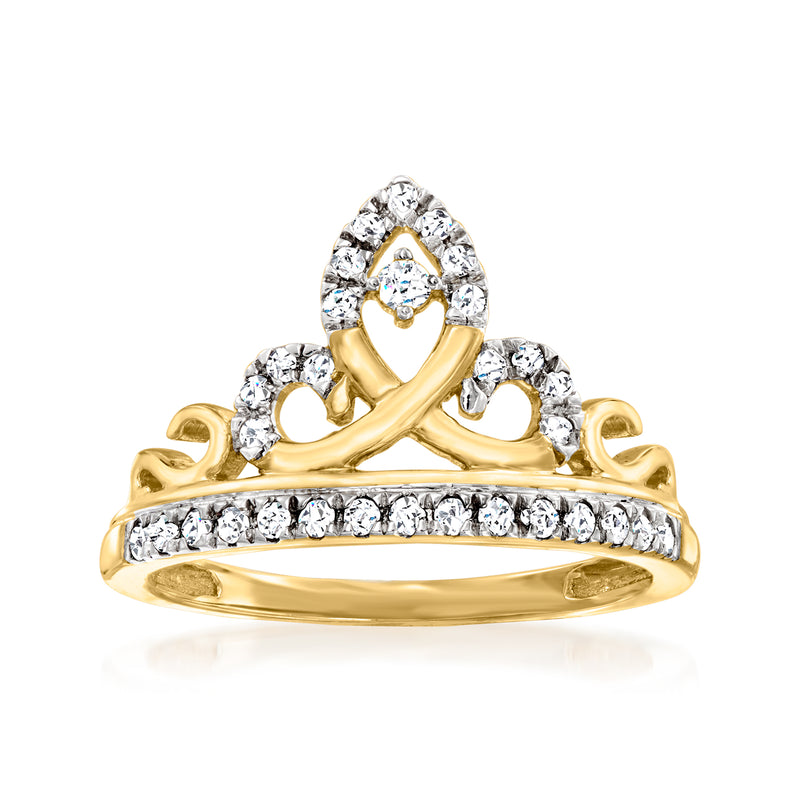 Diamond tiara ring in 14kt yellow gold with round diamond accents