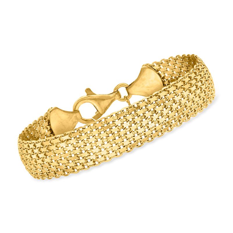 Gold over sterling Bismark-link bracelet with interlocking links and clasp