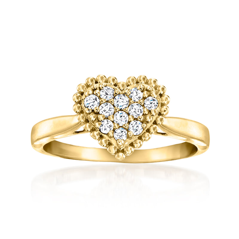 14kt yellow gold heart cluster ring with round diamond accents