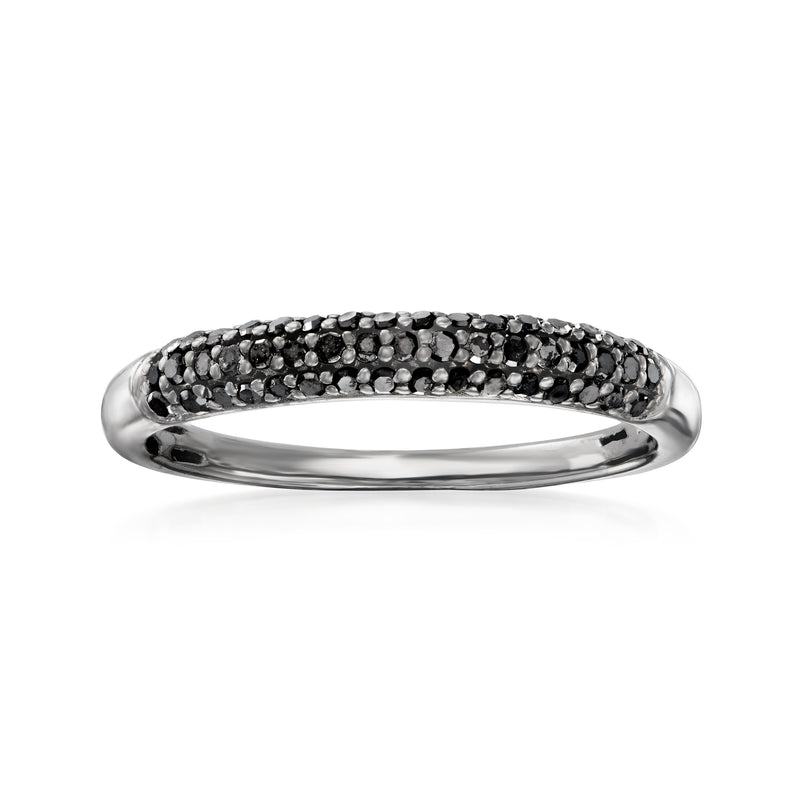 Sterling silver black diamond pavé ring with black rhodium finish