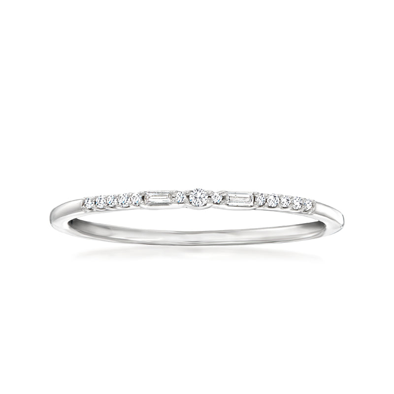 Sterling silver diamond band ring with pave stones across the top