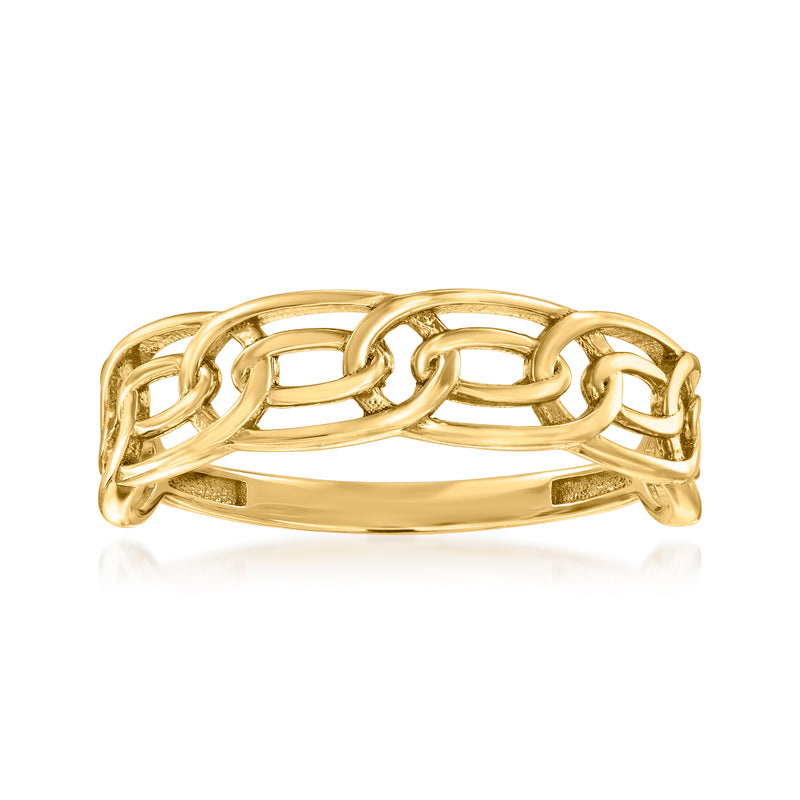10kt yellow gold oval-link ring with interlocking oval links