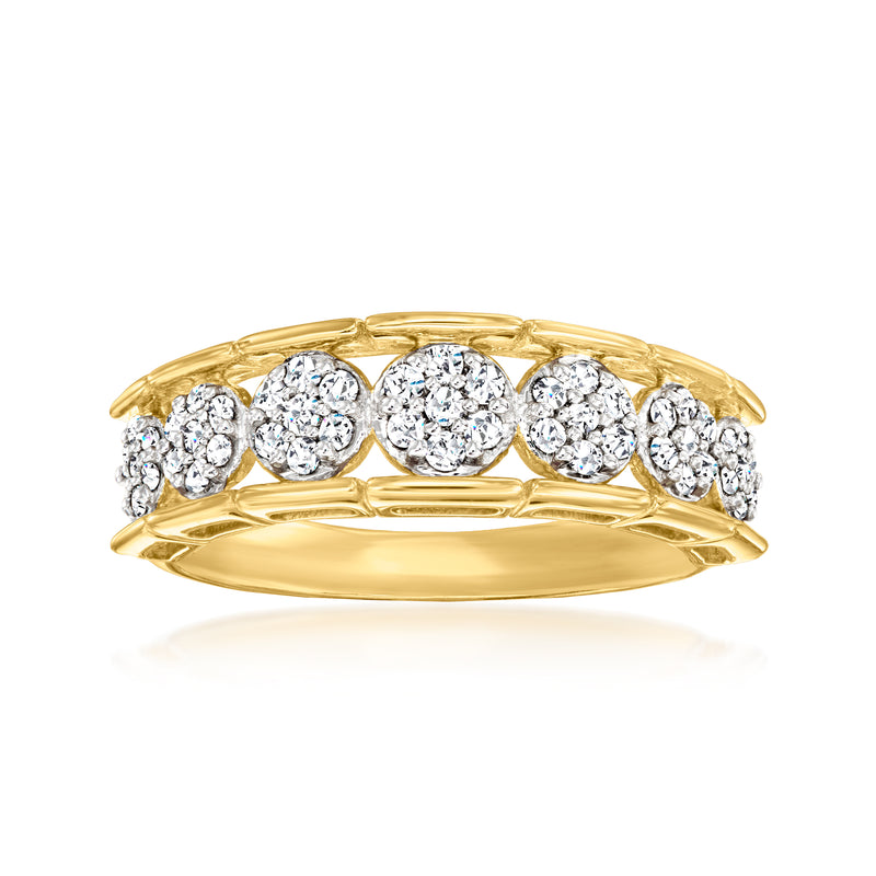 18kt gold over sterling diamond circle cluster ring with round stones