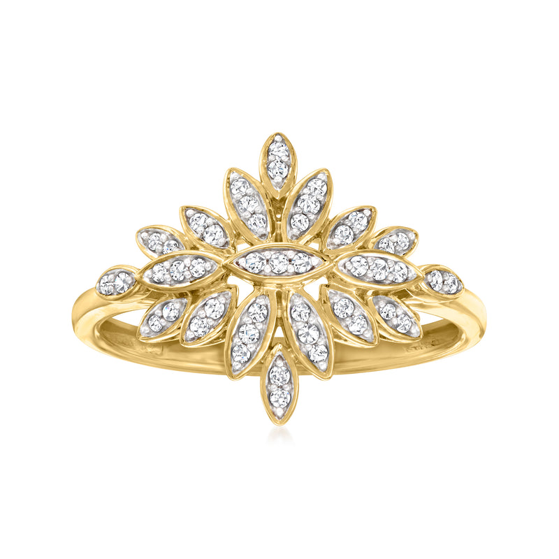 10kt yellow gold vintage-style diamond cluster ring with oval and marquise accents