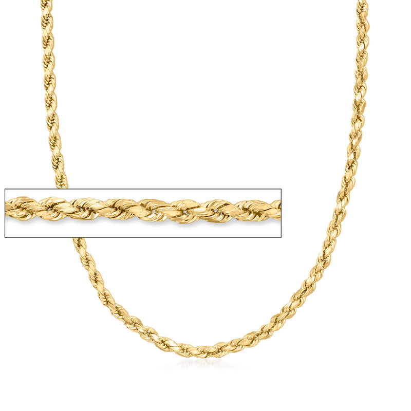 Yellow gold diamond-cut rope-chain necklace with twisted links