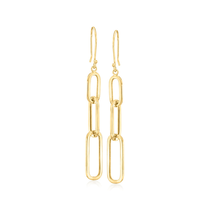 10kt yellow gold link drop earrings with graduated paper-clip links and earwires