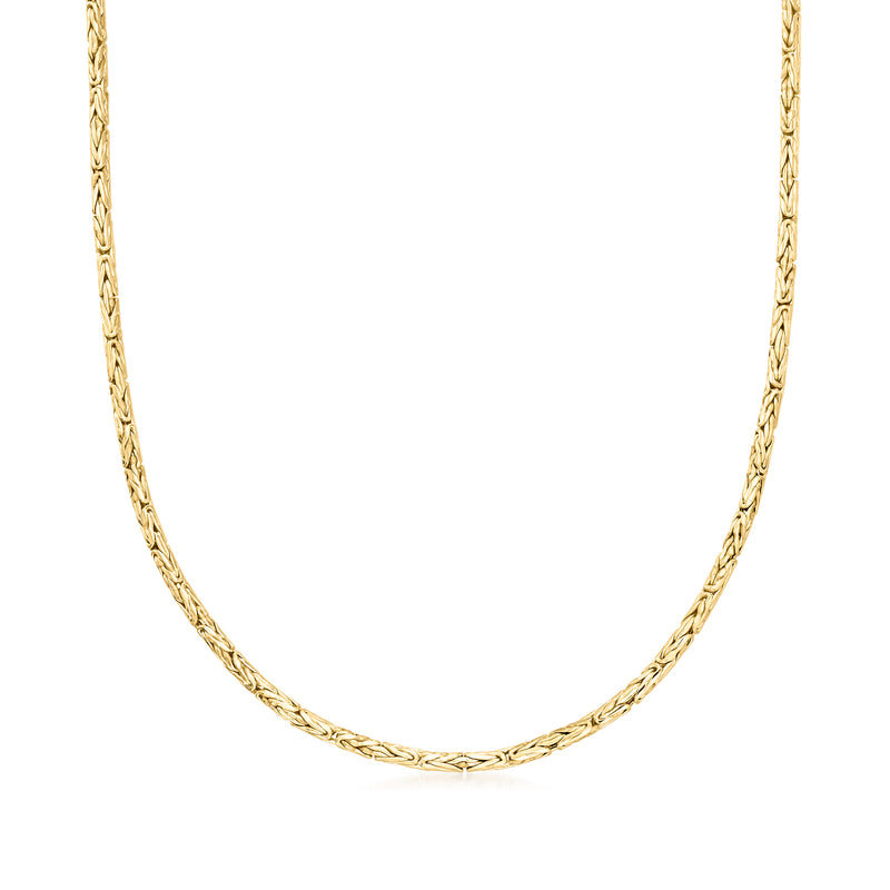 2.5mm 10kt yellow gold Byzantine link necklace, rope-style chain