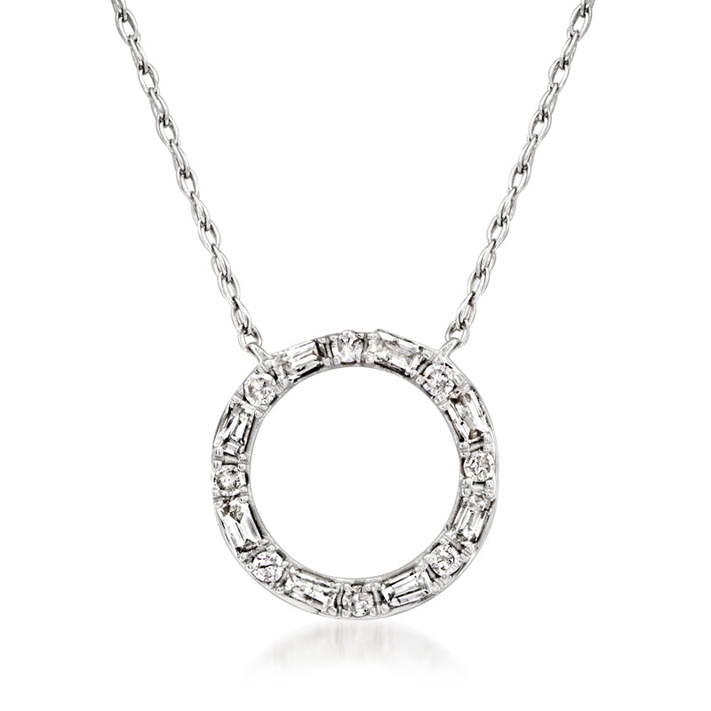 Diamond eternity circle necklace in 14kt white gold