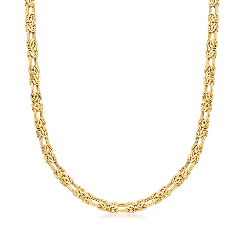 10kt yellow gold Byzantine chain necklace with interlocking oval links