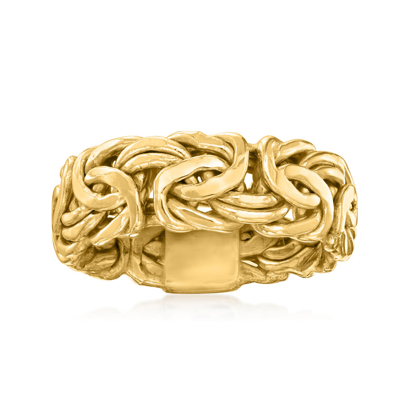 10kt yellow gold Byzantine braid link ring with polished raised pattern