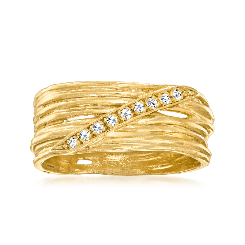 18kt gold over sterling diamond-accented multi-row band ring with channel-set stones