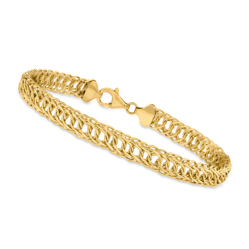 10kt yellow gold interlocking oval-link bracelet with toggle clasp