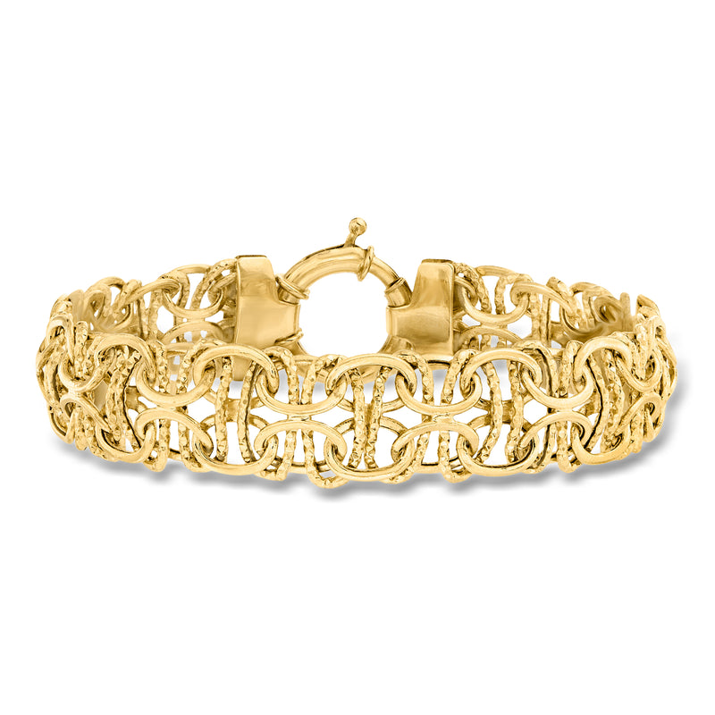 10kt yellow gold interlocking-link bracelet with hinged clasp