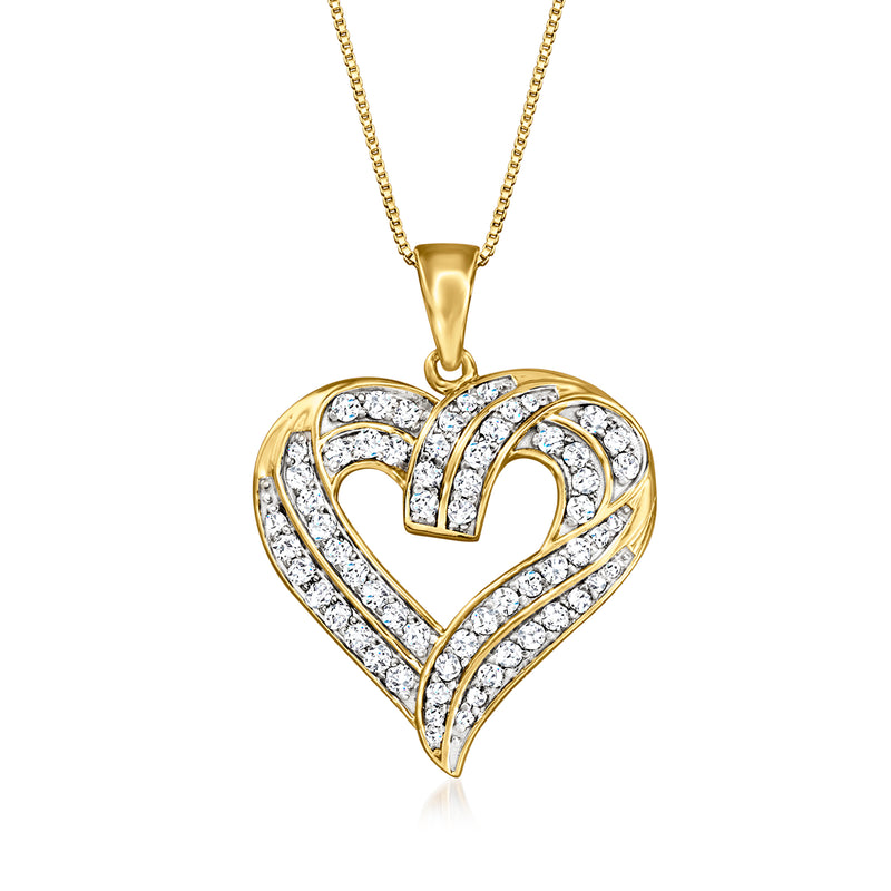 Heart diamond pendant necklace in 18kt gold over sterling