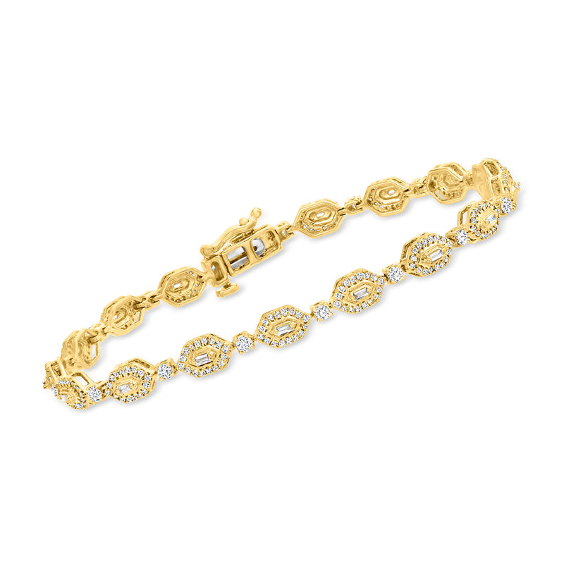 Diamond marquise link bracelet in 14kt yellow gold