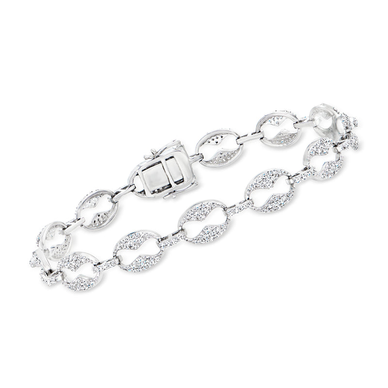 Diamond mariner-link bracelet in 14kt white gold with pavé-set links