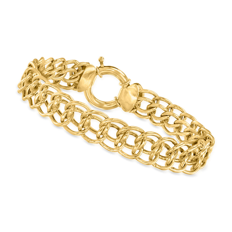 10kt yellow gold circle-link bracelet with interlocking round links and clasp