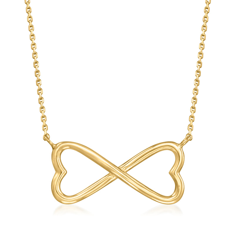 10kt yellow gold infinity heart necklace with linked heart infinity pendant