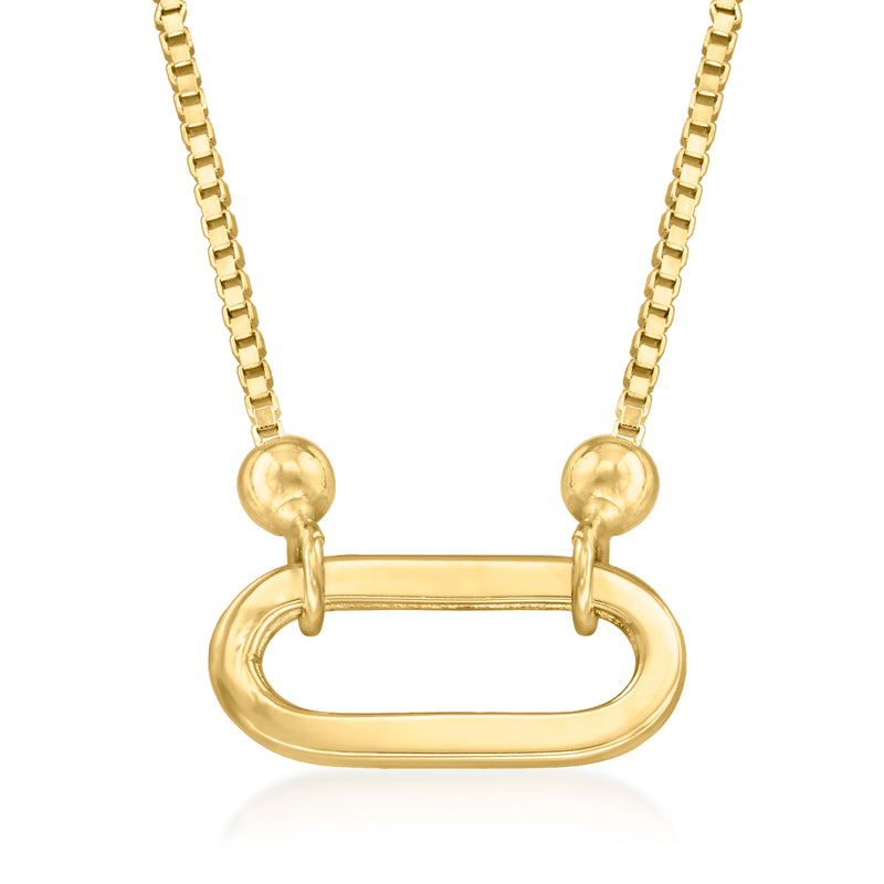 10kt yellow gold paper-clip link box-chain necklace with oval center connector